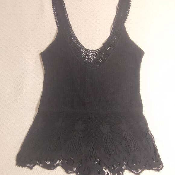 Free People Pants - FREE PEOPLE Jumpsuite DARK NIGHT EMBELLISHED LACE-UP BACK TUNIC short BLACK L